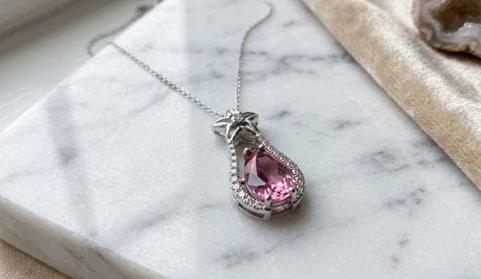 Pink Tourmaline Teardrop Pendant
