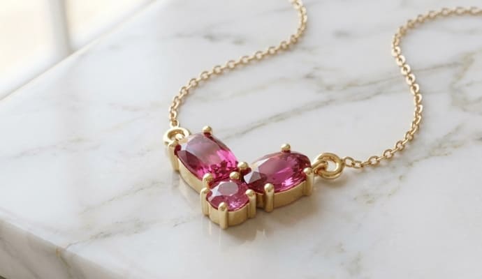 Raspberry Rubellite Yellow Gold Pendant