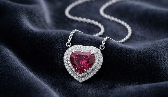 Red-Purple Sapphire Heart Pendant