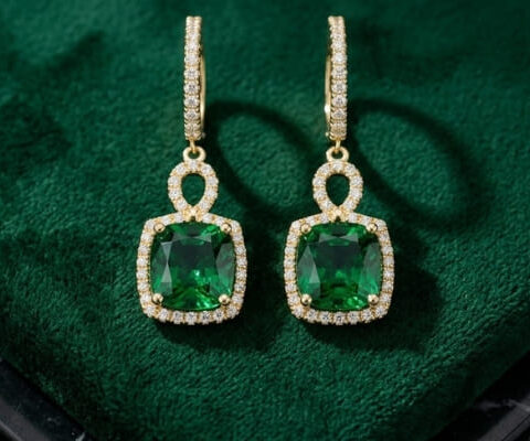 Regal Green Tsavorite Diamond Earrings
