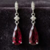 Rose Drop Rubellite Diamond Earrings