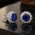 Blue Sapphire Diamond Halo Stud Earrings