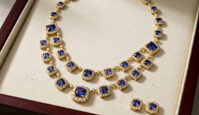 Royal Tanzanite & Diamond Jewelry Set