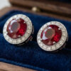 Ruby Glow Rubellite Diamond Earrings