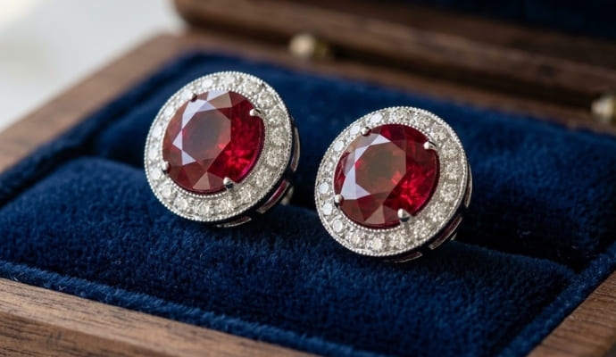 Ruby Glow Rubellite Diamond Earrings