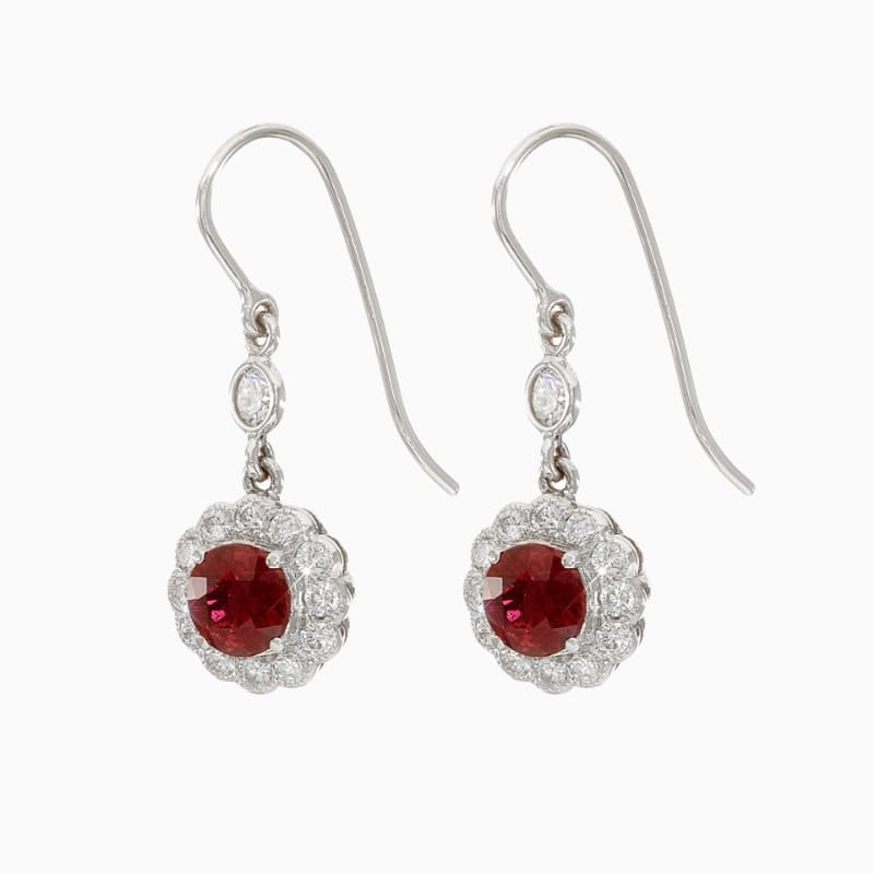 Natural Ruby White Gold Earrings