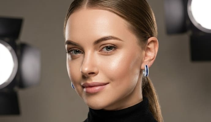 Sapphire & Diamond Double Row Hoop Earrings