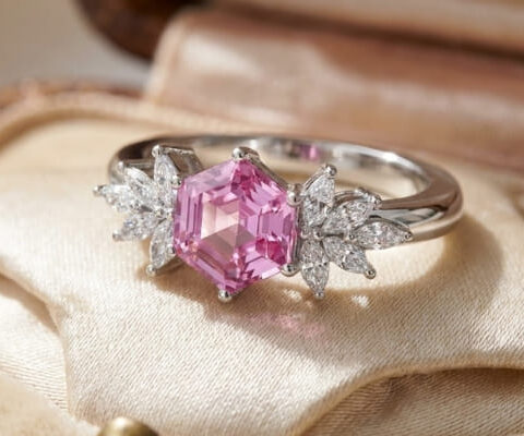 Scarlet Pink Sapphire Gemstone Ring