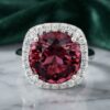 Red Tourmaline Diamond Ring