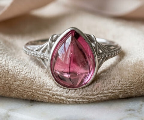 Sunrise Pink Tourmaline Diamond Ring
