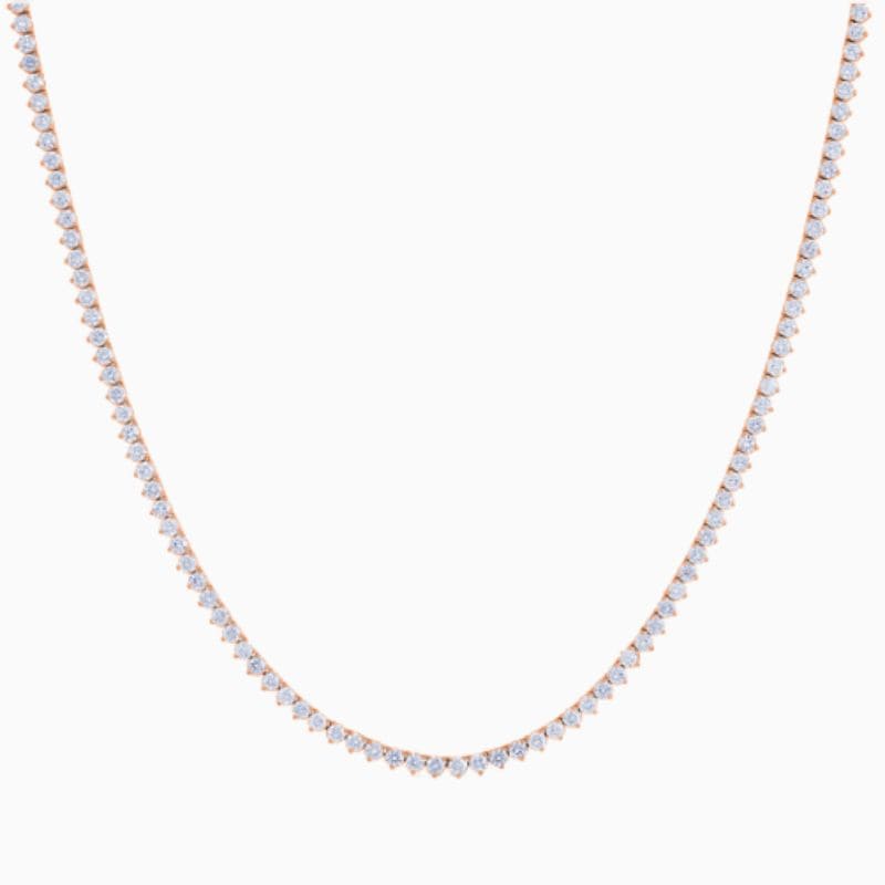 Three-prong natural diamond tennis necklace