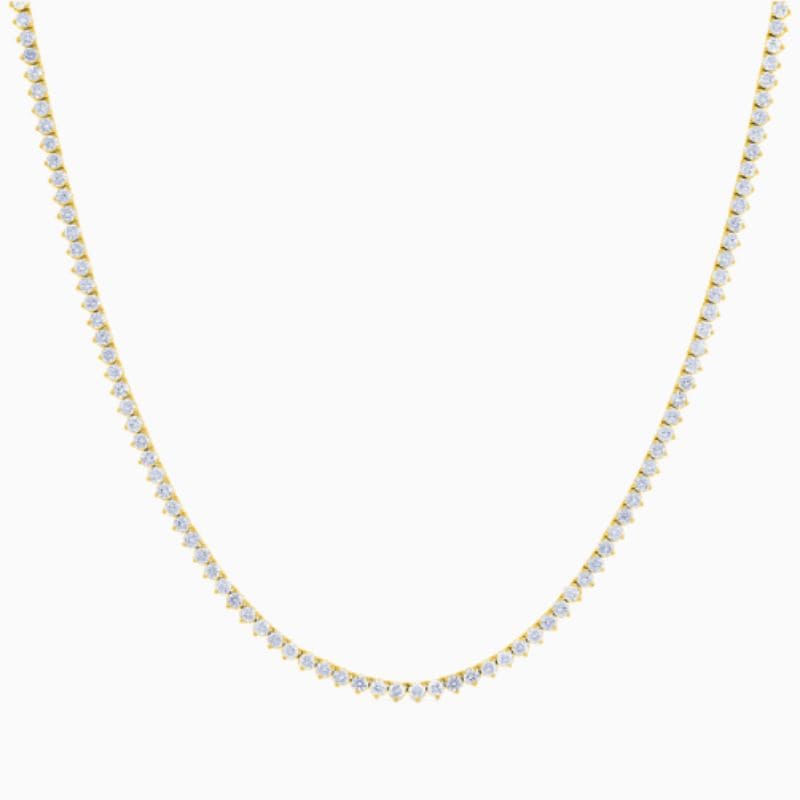 Three-prong natural diamond tennis necklace