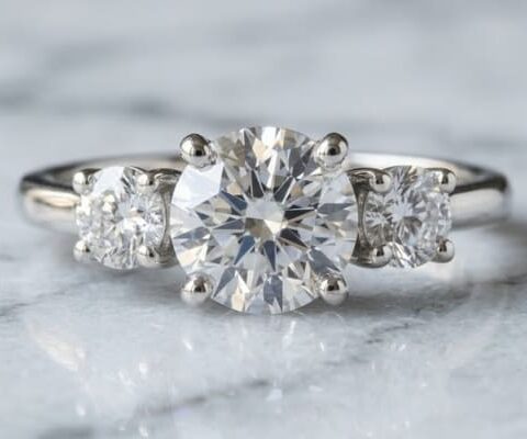 Three Stone Round Lab Grown Diamond Ring