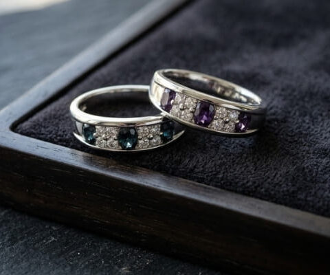 Three Tone Alexandrite Gemstone Ring