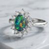 Three Tone Black Opal Gemstone Ring