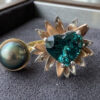 Three Tone Blue Zircon Diamond Ring
