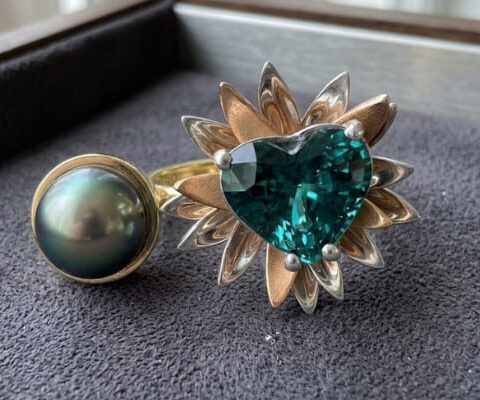 Three Tone Blue Zircon Diamond Ring