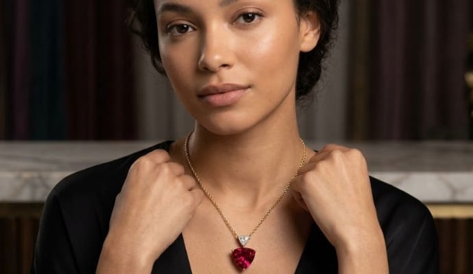 Rubellite Pendant with Diamond Accent Bail