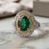 Tsavorite Yellow and White Diamond Ring