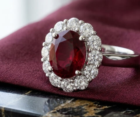 Unheated Mozambique Ruby Diamond Ring