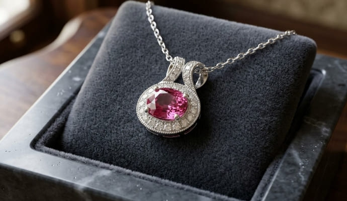 Velvet Bloom Spinel Diamond Gold Pendant
