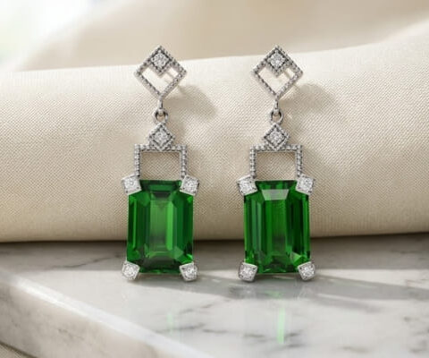 Verdant Halo Tsavorite Diamond Earrings