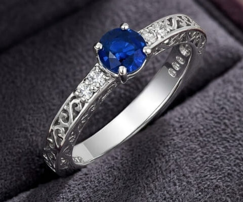 Vintage Style Sapphire Engagement Ring