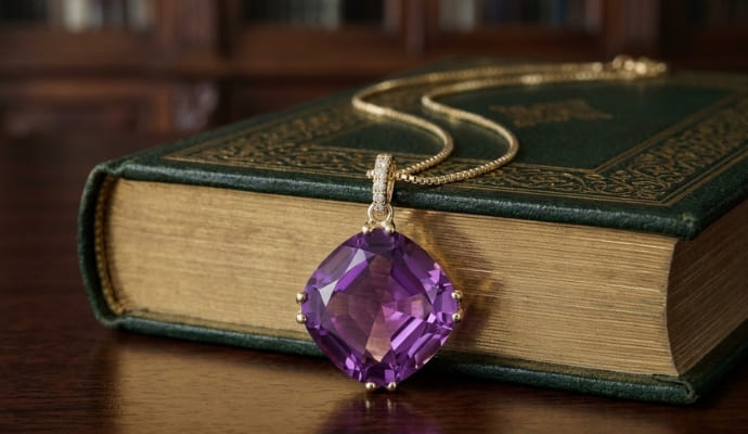 Violet Amethyst Diamond Pendant