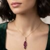 Red Garnet Diamond Gold Pendant