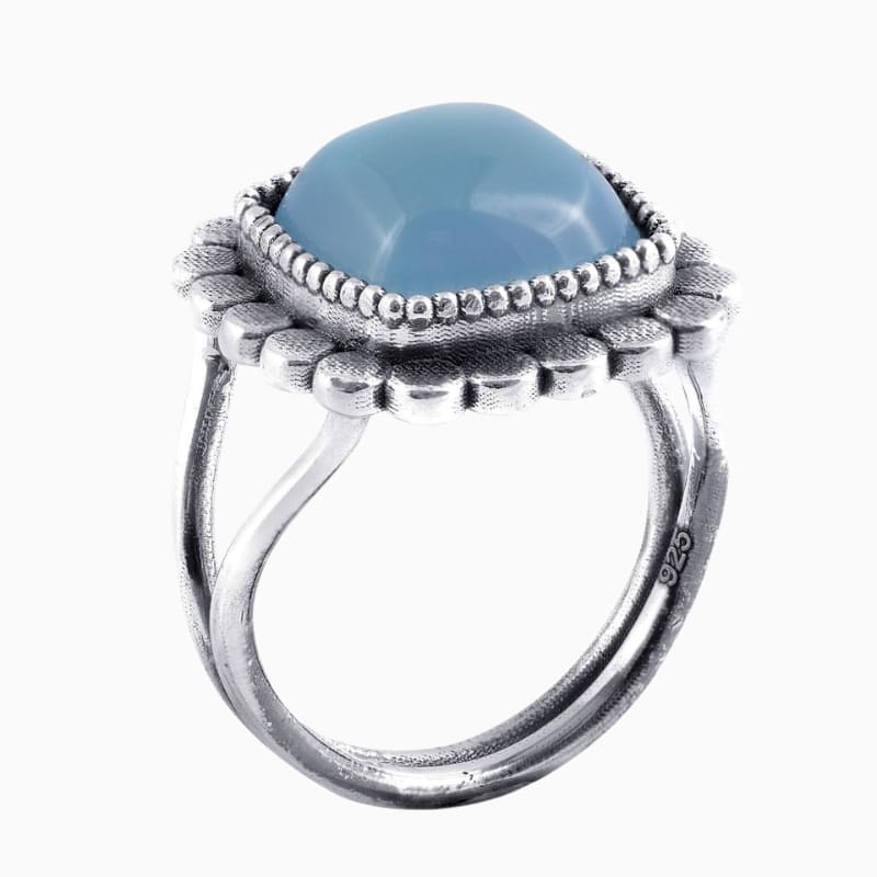 Cushion paraiba color agate ring