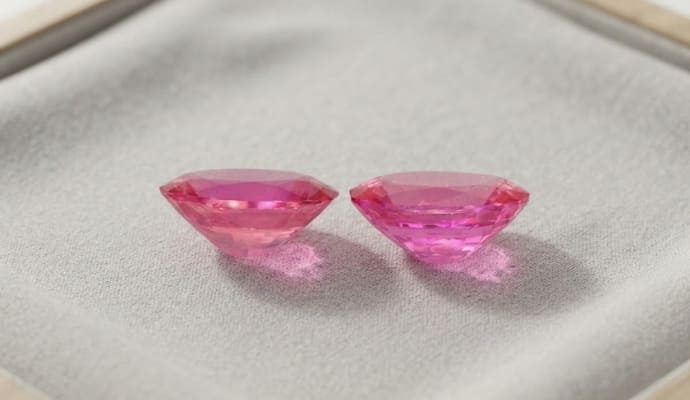 Natural pink sapphire matching pair oval cut gemstones