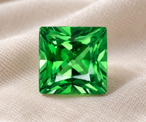 Princess-Cut Rich Green Tsavorite