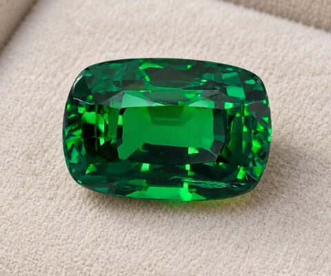 Cushion GIA-Certified Green Tsavorite
