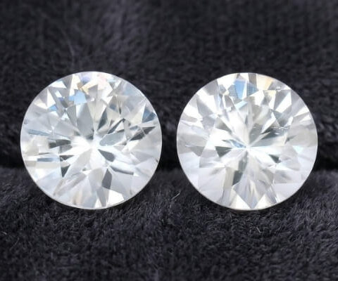 Premium Round White Zircon Matching Pair