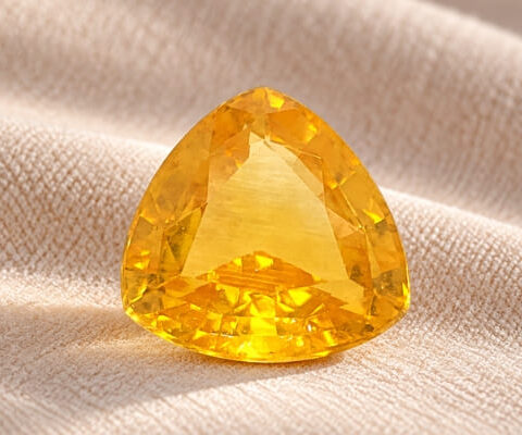 Heated Triangular Orangy Yellow Sapphire