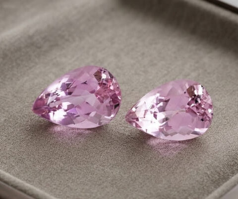Pink Kunzite Gemstone Pair